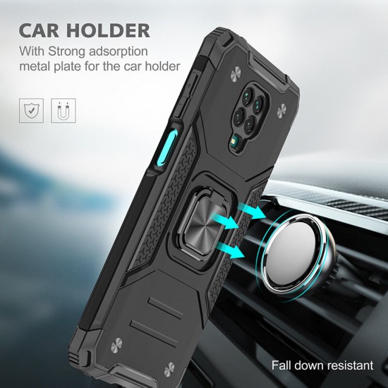 For POCO X3 NFC Case Magnetic with Ring Holder Stand Shockproof PC + TPU Protective Case Back Cover