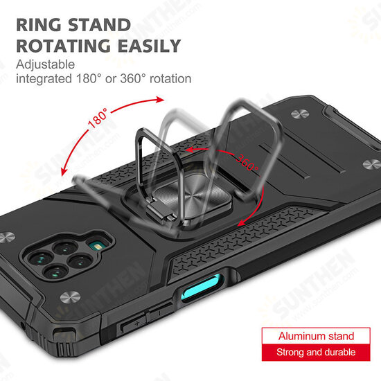 For POCO X3 NFC Case Magnetic with Ring Holder Stand Shockproof PC + TPU Protective Case Back Cover