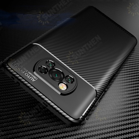 For POCO X3 PRO / POCO X3 NFC Accessories Carbon Fiber Pattern with Lens Protector Protective Case + Anti-Explosion Tempered Glass Screen Protector Non-Original