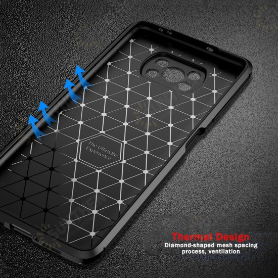 For POCO X3 PRO / POCO X3 NFC Accessories Carbon Fiber Pattern with Lens Protector Protective Case + Anti-Explosion Tempered Glass Screen Protector Non-Original