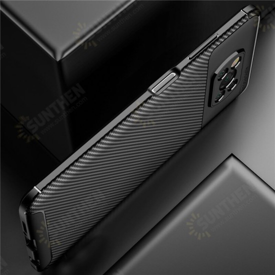 For POCO X3 PRO / POCO X3 NFC Accessories Carbon Fiber Pattern with Lens Protector Protective Case + Anti-Explosion Tempered Glass Screen Protector Non-Original