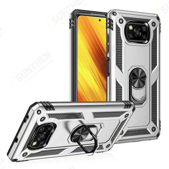 For POCO X3 PRO / POCO X3 NFC Case Bumpers Shockproof Magnetic with 360 Rotation Finger Ring Holder Stand PC Protective Case