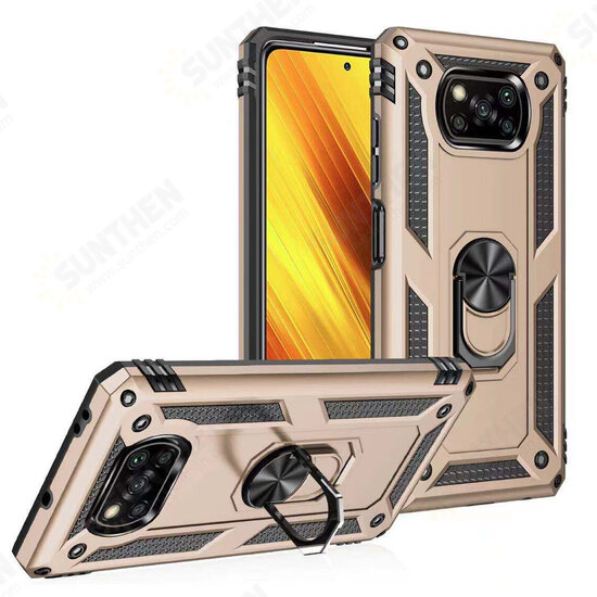 For POCO X3 PRO / POCO X3 NFC Case Bumpers Shockproof Magnetic with 360 Rotation Finger Ring Holder Stand PC Protective Case