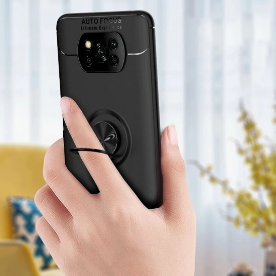 For POCO X3 PRO / POCO X3 NFC Case 360° Rotating Magnetic Ring Holder Soft Silicone Shockproof Protective Case Back Cover Non-original