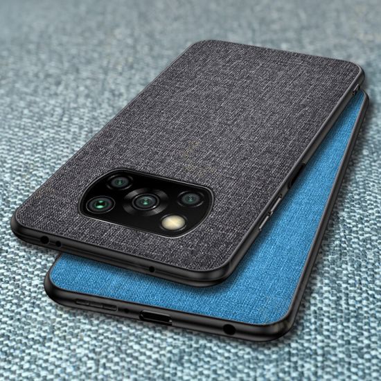 For POCO X3 PRO / POCO X3 NFC Case Business Breathable with Lens Protect Canvas Sweatproof Shockproof TPU Protective Case