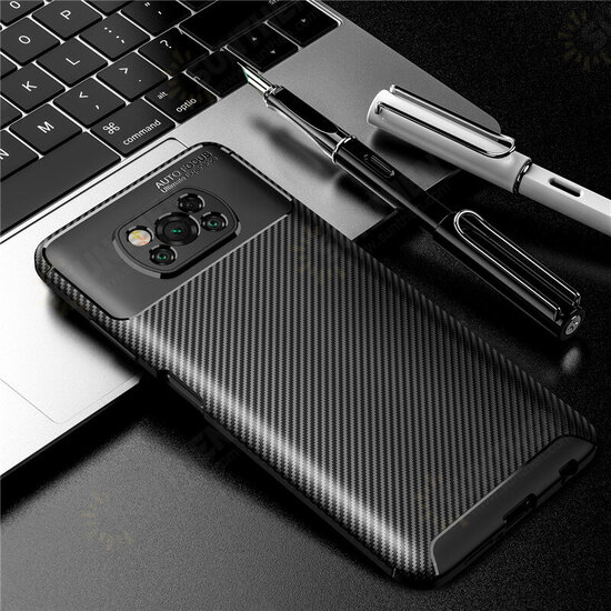 For POCO X3 PRO / POCO X3 NFC Case Luxury Carbon Fiber Pattern with Lens Protector Shockproof Silicone Protective Case Non-original For POCO X3 PRO / POCO X3 NFC Case Luxury Carbon Fiber Pattern with Lens Protector Shockproof Silicone Protective Case Non-original