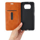 For POCO X3 PRO / POCO X3 NFC Case Wooden Texture Flip with Card Slot Stand PU Leather Full Body Protective Case Non-original