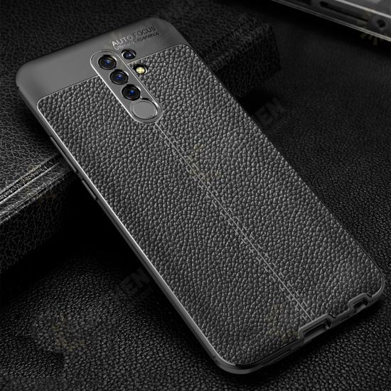 For Redmi 9 Case Business Litchi Texture Shockproof PU Leather with Lens Protector Protective Case Non-original