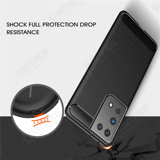 For Samsung Galaxy S21+ / Galaxy S21 / Galaxy S21 Ultra Case Carbon Fiber Texture with Lens Protector Shockproof Silicone Protective Case Back Cover For Samsung Galaxy S21+ / Galaxy S21 / Galaxy S21 Ultra Case Carbon Fiber Texture with Lens Protector Shockproof Silicone Protective Case Back Cover