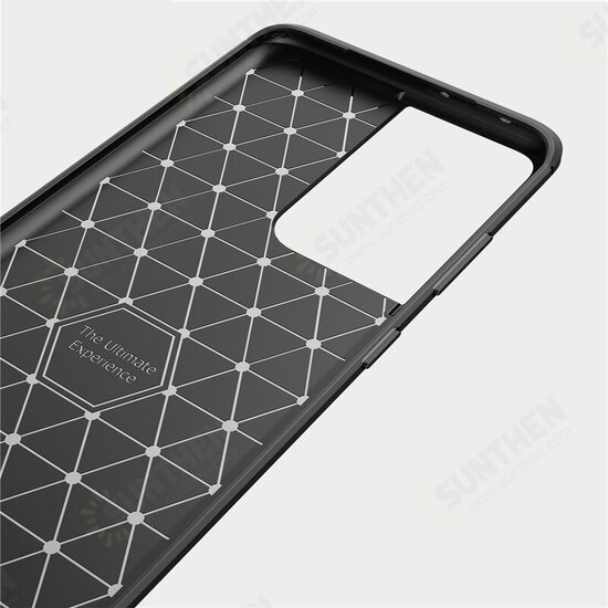 For Samsung Galaxy S21+ / Galaxy S21 / Galaxy S21 Ultra Case Carbon Fiber Texture with Lens Protector Shockproof Silicone Protective Case Back Cover