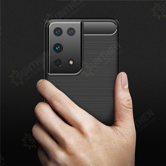 For Samsung Galaxy S21+ / Galaxy S21 / Galaxy S21 Ultra Case Carbon Fiber Texture with Lens Protector Shockproof Silicone Protective Case Back Cover For Samsung Galaxy S21+ / Galaxy S21 / Galaxy S21 Ultra Case Carbon Fiber Texture with Lens Protector Shockproof Silicone Protective Case Back Cover