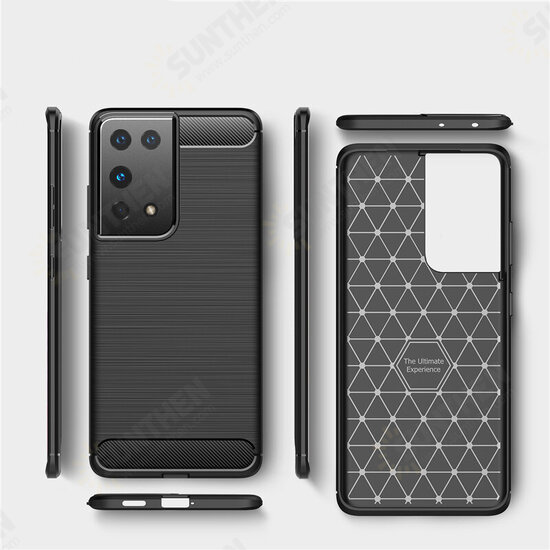 For Samsung Galaxy S21+ / Galaxy S21 / Galaxy S21 Ultra Case Carbon Fiber Texture with Lens Protector Shockproof Silicone Protective Case Back Cover For Samsung Galaxy S21+ / Galaxy S21 / Galaxy S21 Ultra Case Carbon Fiber Texture with Lens Protector Shockproof Silicone Protective Case Back Cover