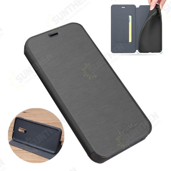 For Xiaomi Mi 10 Lite Case Brushed Pattern Flip with Stand Card Slot Shockproof PU Leather Full Body Protective Case Non-original