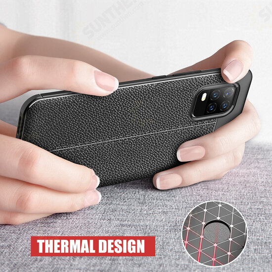 For Xiaomi Mi 10 Lite Case Litchi Pattern Shockproof PU Leather TPU Soft Protective Case Back Cover Non-original