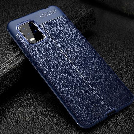 For Xiaomi Mi 10 Lite Case Litchi Pattern Shockproof PU Leather TPU Soft Protective Case Back Cover Non-original