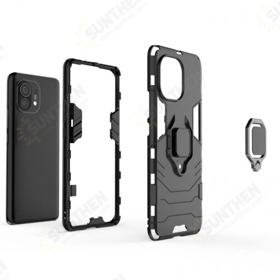 For Xiaomi Mi 11 Case Shockproof Magnetic with 360 Rotation Finger Ring Holder Stand PC Protective Case Non-Original