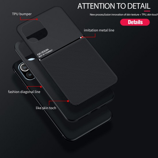 For Xiaomi Mi 11 Case Magnetic Leather Texture Non-Slip TPU Shockproof Protective Case Back Cover Non-Original