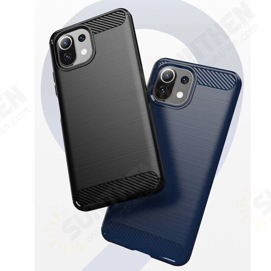 For Xiaomi Mi 11 Lite Case Carbon Fiber Texture Shockproof TPU Protective Case Back Cover Non-Original For Xiaomi Mi 11 Lite Case Carbon Fiber Texture Shockproof TPU Protective Case Back Cover Non-Original