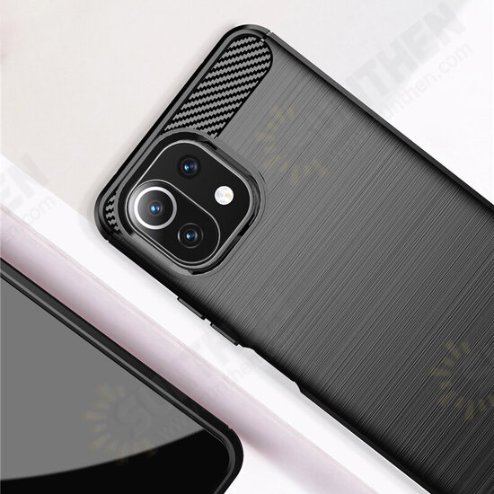 For Xiaomi Mi 11 Lite Case Carbon Fiber Texture Shockproof TPU Protective Case Back Cover Non-Original For Xiaomi Mi 11 Lite Case Carbon Fiber Texture Shockproof TPU Protective Case Back Cover Non-Original