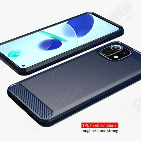 For Xiaomi Mi 11 Lite Case Carbon Fiber Texture Shockproof TPU Protective Case Back Cover Non-Original For Xiaomi Mi 11 Lite Case Carbon Fiber Texture Shockproof TPU Protective Case Back Cover Non-Original