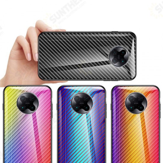For Xiaomi Poco F2 Pro / Xiaomi Redmi K30 Pro Case Carbon Fiber Pattern Gradient Color Tempered Glass Shockproof Scratch Resistant Protective Case Non-original For Xiaomi Poco F2 Pro / Xiaomi Redmi K30 Pro Case Carbon Fiber Pattern Gradient Color Tempered Glass Shockproof Scratch Resistant Protective Case Non-original