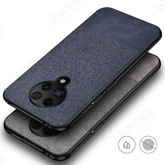 For Xiaomi Poco F2 Pro Case Anti-fingerprint Cotton Cloth PU Leather Protective Case Back Cover Non-original