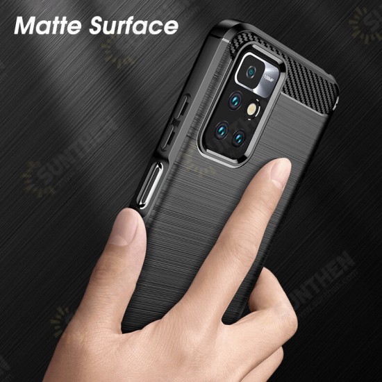 For Xiaomi Redmi 10 Case Carbon Fiber Texture Shockproof TPU Protective Case Back Cover Non-Original