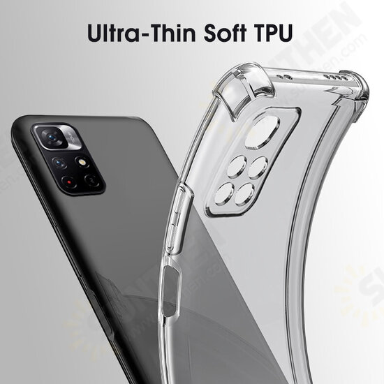 For Xiaomi Redmi 10 Case with Airbags Lens Protector Shockproof Transparent Non-Yellow Soft TPU Protective Case Non-Original