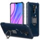 For Xiaomi Redmi 9 Case Carbon Fiber Pattern Shockproof Anti-Fingerprint with 360° Rotation Magnetic Ring Bracket PC Protective Case Non-original