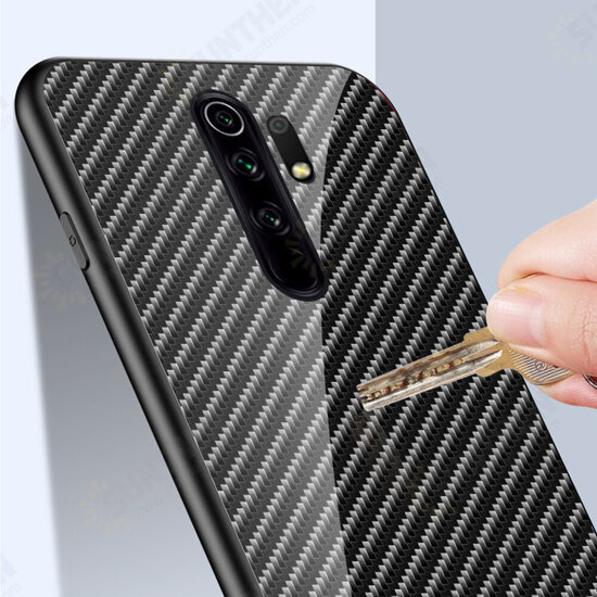 For Xiaomi Redmi 9 Case Carbon Fiber Pattern Gradient Color Tempered Glass Shockproof Scratch Resistant Protective Case Non-original For Xiaomi Redmi 9 Case Carbon Fiber Pattern Gradient Color Tempered Glass Shockproof Scratch Resistant Protective Case Non-original