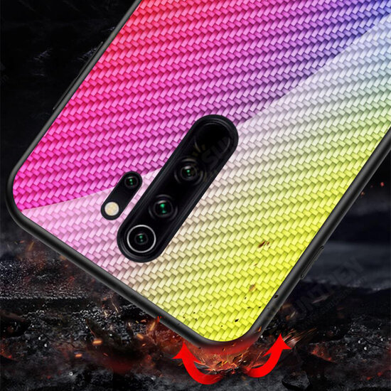 For Xiaomi Redmi 9 Case Carbon Fiber Pattern Gradient Color Tempered Glass Shockproof Scratch Resistant Protective Case Non-original For Xiaomi Redmi 9 Case Carbon Fiber Pattern Gradient Color Tempered Glass Shockproof Scratch Resistant Protective Case Non-original