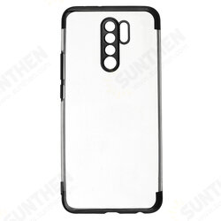 For Xiaomi Redmi 9 Case Plating Shockproof Transparent Soft TPU Protective Case Back Cover with Lens Protector Non-original