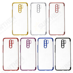For Xiaomi Redmi 9 Case Plating Shockproof Transparent Soft TPU Protective Case Back Cover with Lens Protector Non-original
