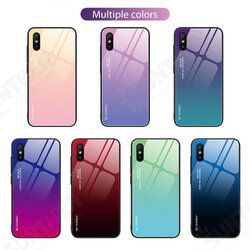 For Xiaomi Redmi 9A Case Gradient Color Tempered Glass Shockproof Scratch Resistant Protective Case Non-original