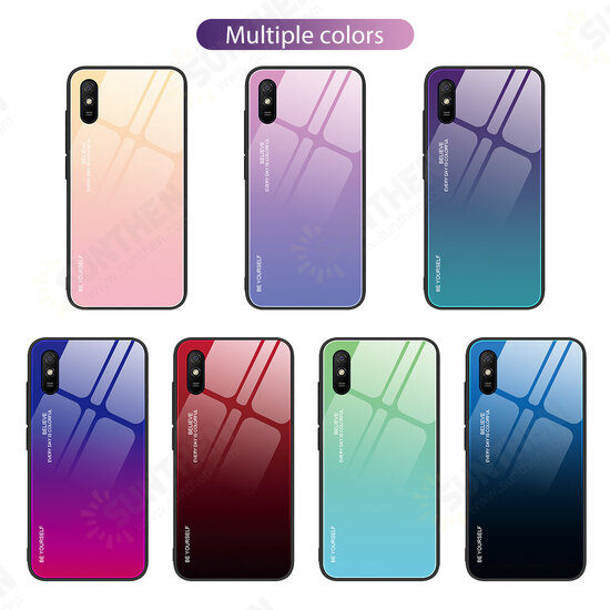 For Xiaomi Redmi 9A Case Gradient Color Tempered Glass Shockproof Scratch Resistant Protective Case Non-original