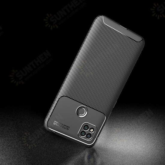 For Xiaomi Redmi 9C Case Luxury Carbon Fiber Pattern with Lens Protector Shockproof Silicone Protective Case Non-original