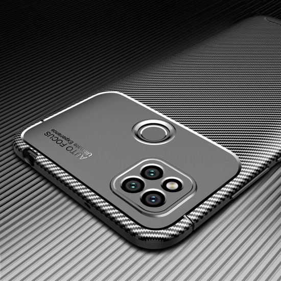 For Xiaomi Redmi 9C Case Luxury Carbon Fiber Pattern with Lens Protector Shockproof Silicone Protective Case Non-original