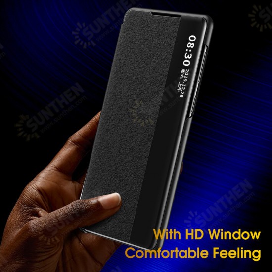 For Xiaomi Redmi Note 10 / Redmi Note 10S Case Magnetic Foldable Flip Smart Sleep Window View Stand PU Leather Protective Case Non-Original