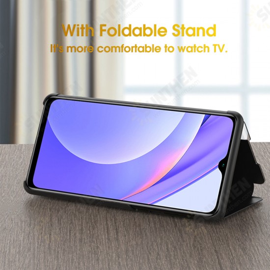 For Xiaomi Redmi Note 10 / Redmi Note 10S Case Magnetic Foldable Flip Smart Sleep Window View Stand PU Leather Protective Case Non-Original