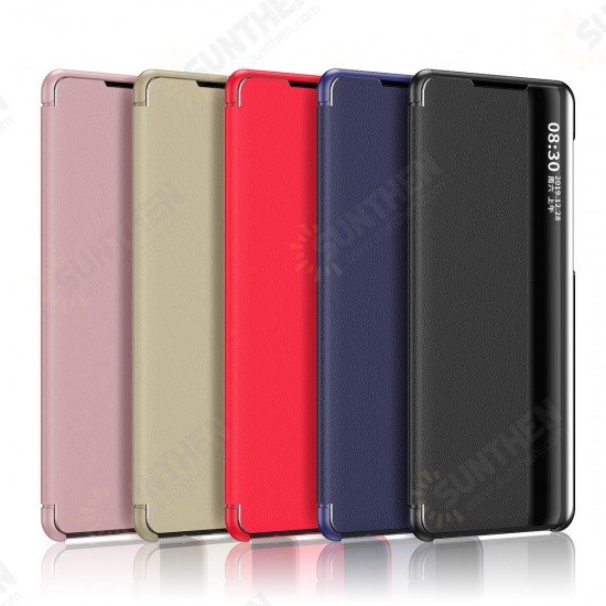 For Xiaomi Redmi Note 10 / Redmi Note 10S Case Magnetic Foldable Flip Smart Sleep Window View Stand PU Leather Protective Case Non-Original