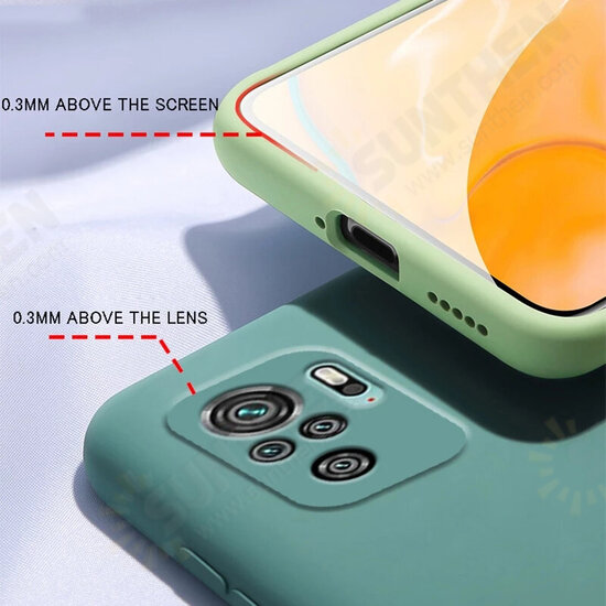 For Xiaomi Redmi Note 10 / Redmi Note 10S Case Smooth Shockproof with Lens Protector Soft Liquid Silicone Rubber Protective Case Non-Original