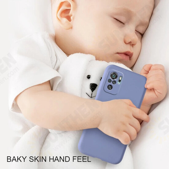 For Xiaomi Redmi Note 10 / Redmi Note 10S Case Smooth Shockproof with Lens Protector Soft Liquid Silicone Rubber Protective Case Non-Original