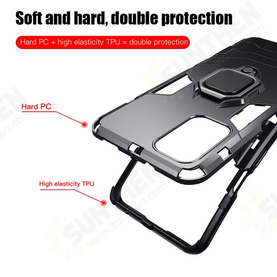 For Xiaomi Redmi Note 10 / Xiaomi Redmi Note 10S Case Shockproof Magnetic with 360 Rotation Finger Ring Holder Stand PC Protective Case Non-Original