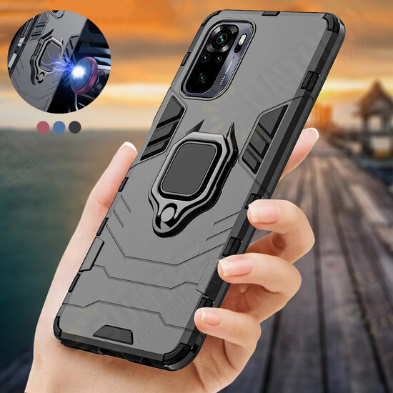 For Xiaomi Redmi Note 10 / Xiaomi Redmi Note 10S Case Shockproof Magnetic with 360 Rotation Finger Ring Holder Stand PC Protective Case Non-Original