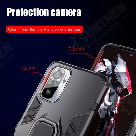 For Xiaomi Redmi Note 10 / Xiaomi Redmi Note 10S Case Shockproof Magnetic with 360 Rotation Finger Ring Holder Stand PC Protective Case Non-Original