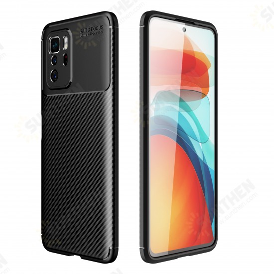 For Xiaomi Redmi Note 10 Pro 5G Case Luxury Carbon Fiber Pattern Shockproof Silicone Protective Case Non-Original