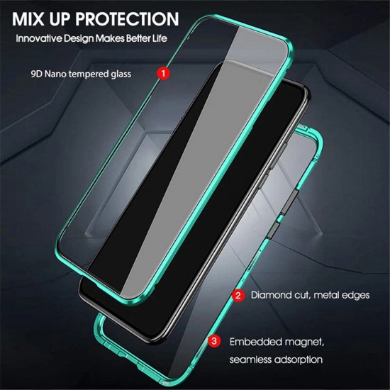 For Xiaomi Redmi Note 10 /Redmi Note 10S Case 2 in 1 Magnetic Flip Double-Sided Tempered Glass Metal Full Cover Protective Case Non-Original