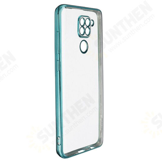 For Xiaomi Redmi Note 9 / Redmi 10X 4G Case 2 in 1 Plating Lens Protect Ultra-thin Anti-fingerprint Shockproof Transparent Soft TPU Protective Case Non-original