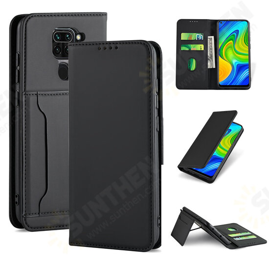 For Xiaomi Redmi Note 9 / Redmi 10X 4G Case Business Flip Magnetic with Multi-Card Slots Wallet Shockproof PU Leather Protective Case Non-Original