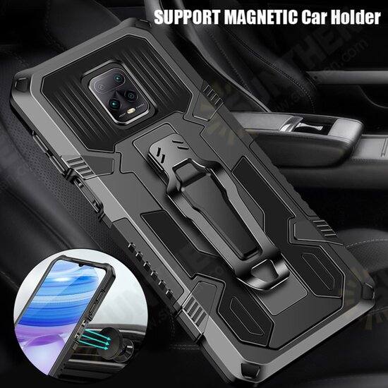 For Xiaomi Redmi Note 9 / Redmi 10X 4G Case Dual-Layer Rugged Magnetic with Belt Clip Stand Non-Slip Anti-Fingerprint Shockproof Protective Case Non-Original